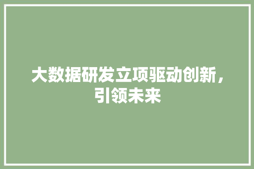 大数据研发立项驱动创新，引领未来