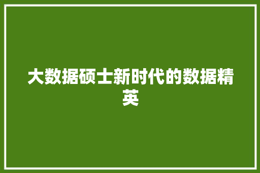 大数据硕士新时代的数据精英