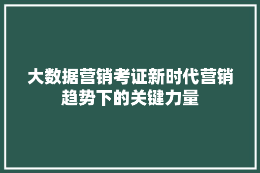 大数据营销考证新时代营销趋势下的关键力量