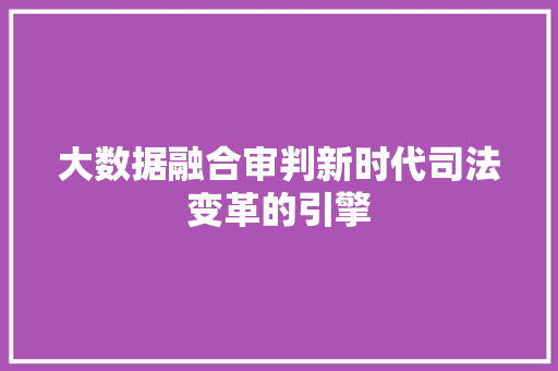 大数据融合审判新时代司法变革的引擎