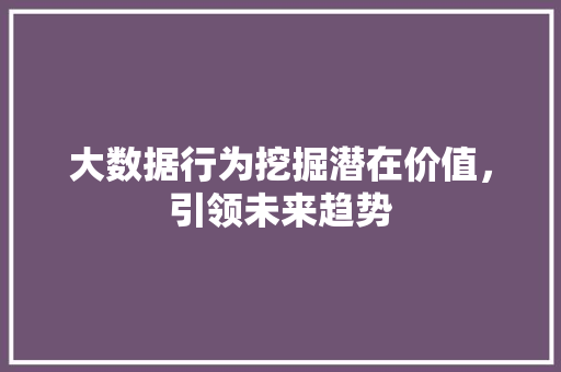 大数据行为挖掘潜在价值，引领未来趋势