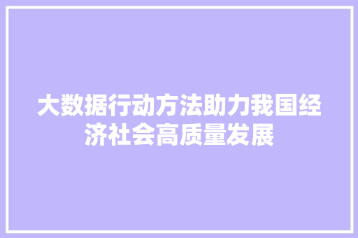 大数据行动方法助力我国经济社会高质量发展