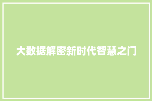 大数据解密新时代智慧之门