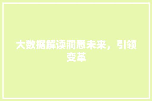 大数据解读洞悉未来，引领变革