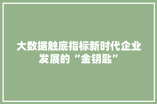 大数据触底指标新时代企业发展的“金钥匙”