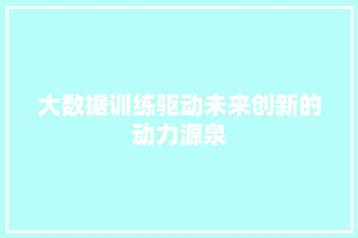 大数据训练驱动未来创新的动力源泉