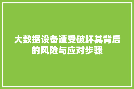大数据设备遭受破坏其背后的风险与应对步骤