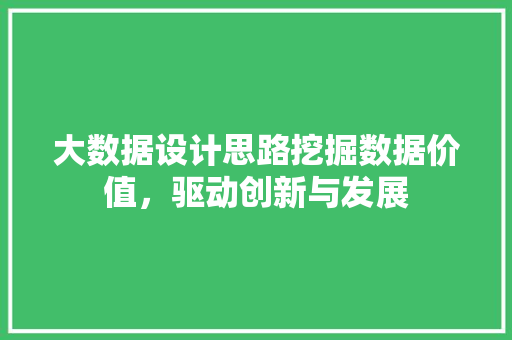 大数据设计思路挖掘数据价值，驱动创新与发展