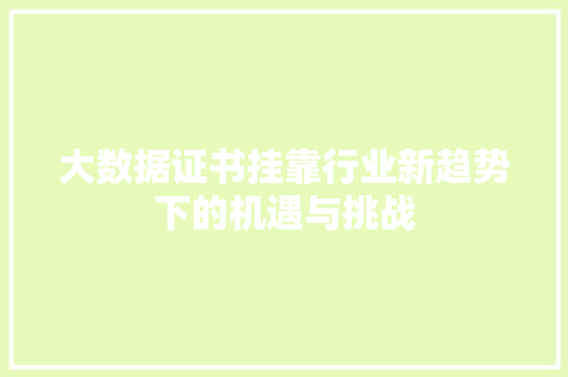 大数据证书挂靠行业新趋势下的机遇与挑战