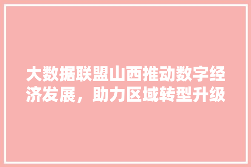 大数据联盟山西推动数字经济发展，助力区域转型升级