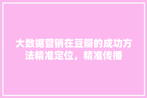大数据营销在豆瓣的成功方法精准定位，精准传播