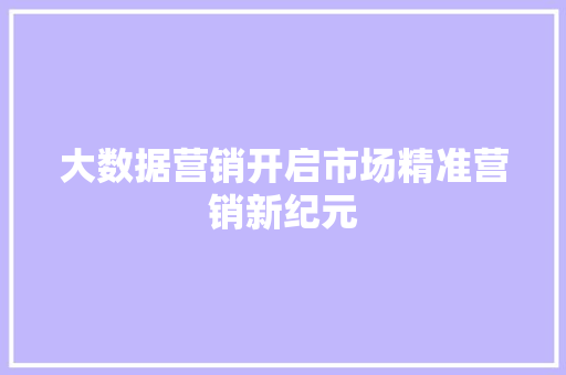 大数据营销开启市场精准营销新纪元