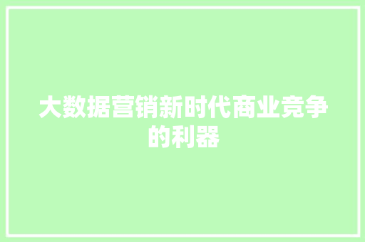 大数据营销新时代商业竞争的利器