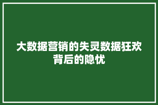 大数据营销的失灵数据狂欢背后的隐忧