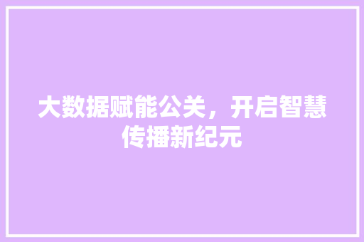 大数据赋能公关，开启智慧传播新纪元