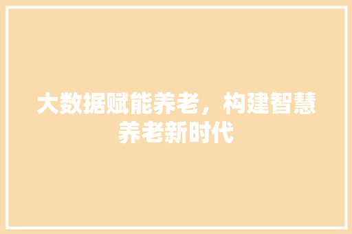 大数据赋能养老，构建智慧养老新时代