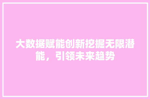 大数据赋能创新挖掘无限潜能，引领未来趋势