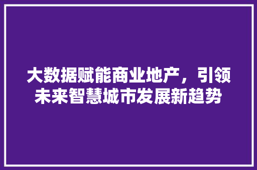 大数据赋能商业地产，引领未来智慧城市发展新趋势