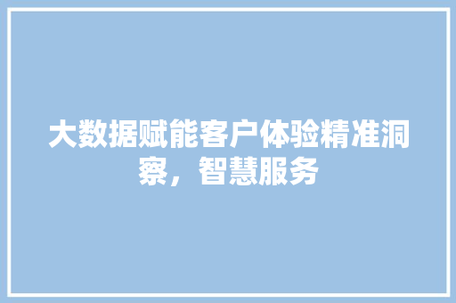大数据赋能客户体验精准洞察，智慧服务