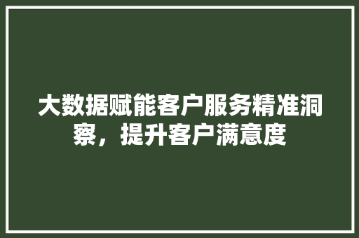 大数据赋能客户服务精准洞察，提升客户满意度
