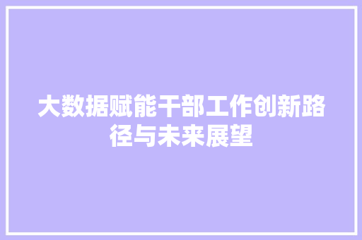 大数据赋能干部工作创新路径与未来展望