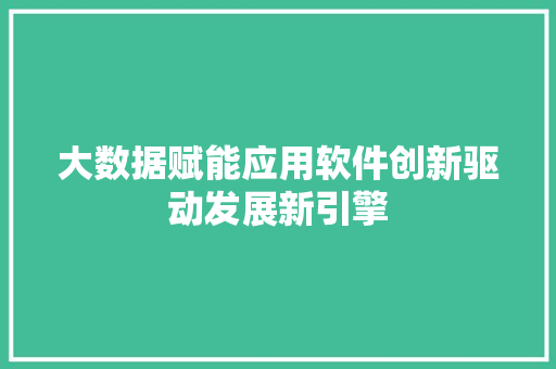 大数据赋能应用软件创新驱动发展新引擎