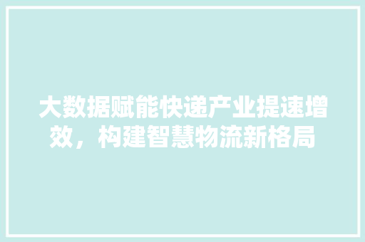 大数据赋能快递产业提速增效，构建智慧物流新格局
