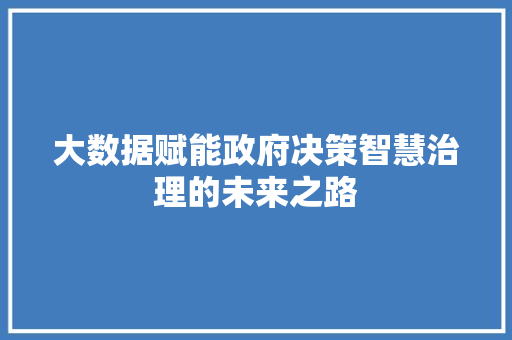 大数据赋能政府决策智慧治理的未来之路