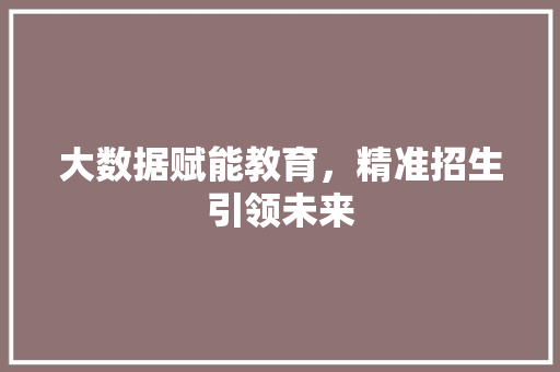 大数据赋能教育，精准招生引领未来