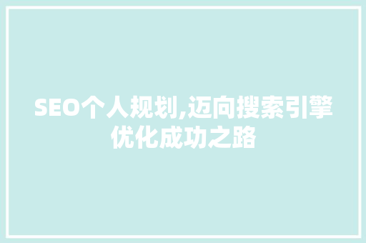 SEO个人规划,迈向搜索引擎优化成功之路 缓存Redis