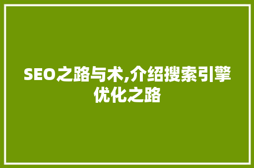 SEO之路与术,介绍搜索引擎优化之路 项目报告