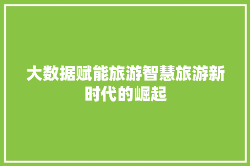 大数据赋能旅游智慧旅游新时代的崛起