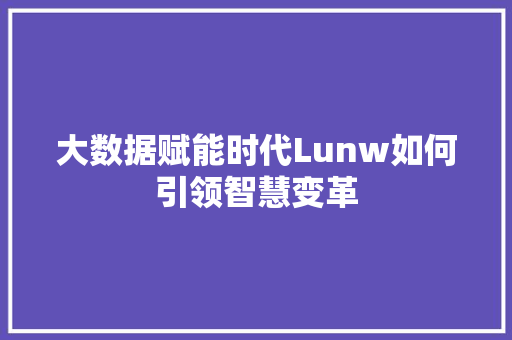 大数据赋能时代Lunw如何引领智慧变革