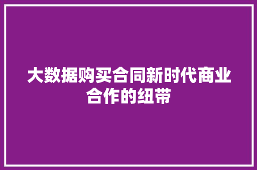 大数据购买合同新时代商业合作的纽带