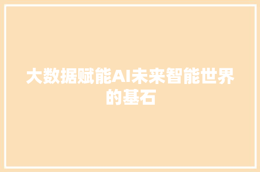 大数据赋能AI未来智能世界的基石