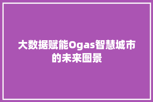 大数据赋能Ogas智慧城市的未来图景