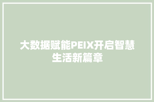 大数据赋能PEIX开启智慧生活新篇章