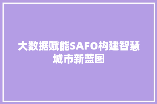 大数据赋能SAFO构建智慧城市新蓝图