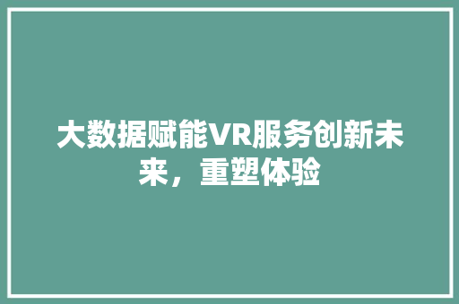 大数据赋能VR服务创新未来，重塑体验
