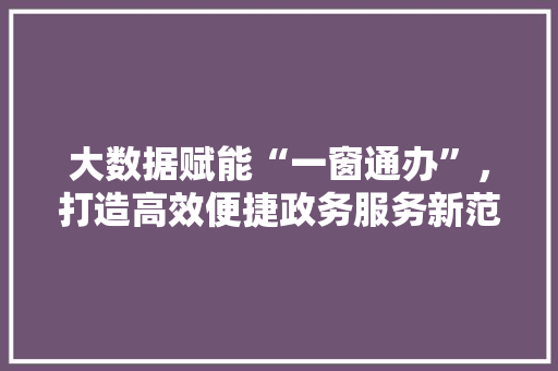 大数据赋能“一窗通办”，打造高效便捷政务服务新范式