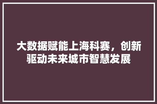 大数据赋能上海科赛，创新驱动未来城市智慧发展