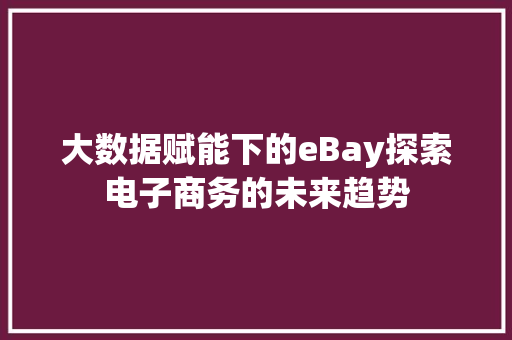 大数据赋能下的eBay探索电子商务的未来趋势