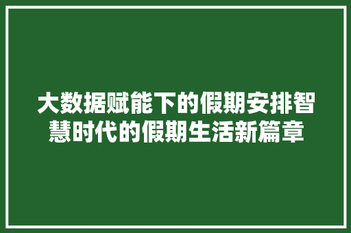 大数据赋能下的假期安排智慧时代的假期生活新篇章