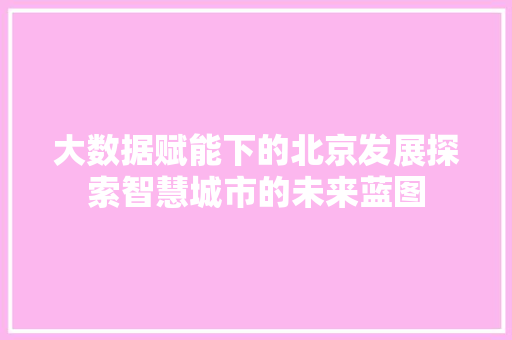 大数据赋能下的北京发展探索智慧城市的未来蓝图