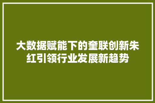 大数据赋能下的奎联创新朱红引领行业发展新趋势