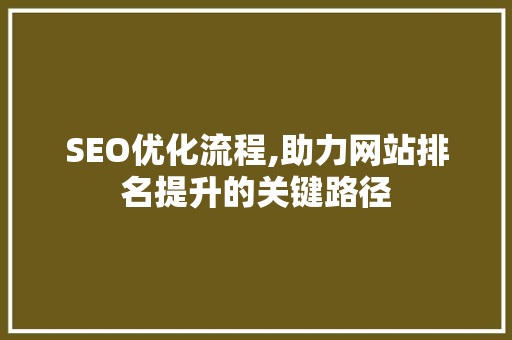 SEO优化流程,助力网站排名提升的关键路径