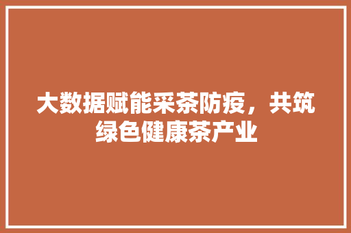 大数据赋能采茶防疫，共筑绿色健康茶产业