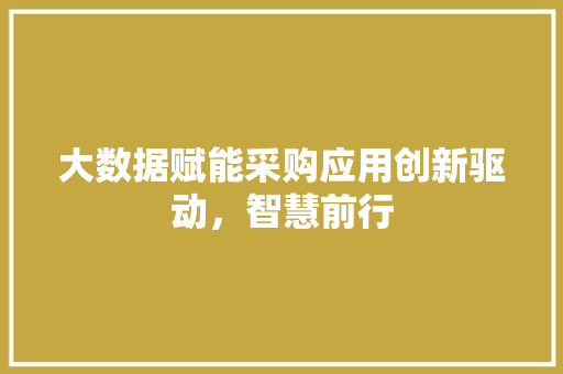 大数据赋能采购应用创新驱动，智慧前行