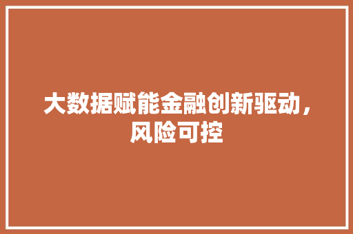 大数据赋能金融创新驱动，风险可控