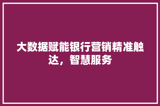 大数据赋能银行营销精准触达，智慧服务